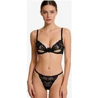 L.BEV Set: Bügel-BH Sexy Dessous-Set in Schwarz mit Spitze - Unterwäsche Set mit Spitze (Set, 2-tlg., Bügel-BH + Tanga) Sexy Dessous mit Spitze - Unterwäsche für Frauen mit Stil