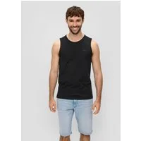 s.Oliver T-Shirt ärmelloses Shirt Flammgarn, Jersey, Logo, leger, sportlich