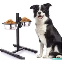 JEOBEST Futterstation Futternapf Hund - Dog Bowl 1,8 L Edelstahlnäpfe, Napfständer höhenverstellbar, Rutschfest