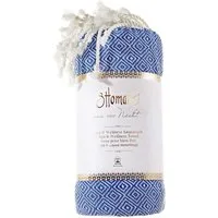 GREENDOOR Hamamtuch Hamam Tuch Rautenmuster blau