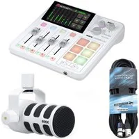 RØDE Rode Rodecaster Duo Weiss mit Podmic Weiss und Kabel Digitales Aufnahmegerät