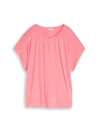 Tom Tailor - T-Shirt mit Raffungen soft fuchsia pink - Gr. - XXXL