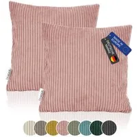 Lycce Dekokissen Kissenbezug 2er Set CORD Stoff (40 x 40 cm) mit Reißverschluß