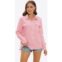 Imily Bela Langarmshirt Damen Hemd mit gerollten Ärmeln (Packung, 1-tlg., 1per-Pack) Reverskragen
