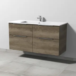 Sanipa 3way Waschtischunterbau zu Duravit ME by Starck Waschtisch mit 4 Auszügen, Eiche-Nebraska UM72737