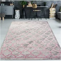 TeppichHome24 Teppich Teppich Marokkanisches Muster in Beige Rosa, rechteckig