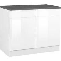 KOCHSTATION Unterschrank KS-Virginia,neu in verbesserter Ausführung (Stauraum, Softclose, mit CPL-Arbeitsplatte) Breite 100 cm, 2 Türen, Soft-Close-Funktion
