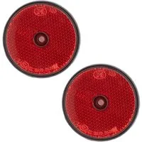 BENSON Blitzlichtreflektoren 2x Reflektor Anhänger Rot Rund 60mm Rückstraher, Wohnwagen, PKW, LKW, Katzenauge, Set