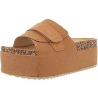 Ital-Design Bequeme Plattformsandalen für den Sommer Plateausandaletten (89319272) Flach Pantoletten in Camel