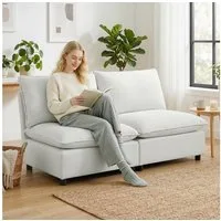 HOMCOM Sofa Loungesessel aus Kunstleder für kleine Räume, grau, Modulare Couch 1 Teile, für kleine Räume, einfache Montage, Grau