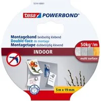 tesa Doppelklebeband (Packung, 1-St) extra starkes Montageband - Wandbefestigung ohne Bohren - 5 m : 19 mm