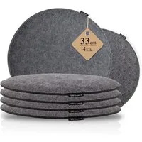 AMPARA Stuhlkissen rund 33 cm - 4er Set - für Stuhl, Bank, Lounge etc., Rutschfest