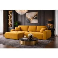 Kaiser Möbel Ecksofa mit Schlaffunktion und Bettkasten Ivo L aus Veloursstoff Salvador, Ecksofa mit Schlaffunktion, ausziehbar,mit Schlaffunktion,integrierter Stauraum
