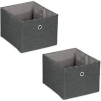 relaxdays Aufbewahrungsbox im 2er Set, Dunkelgrau