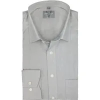 MARVELIS Businesshemd Comfort Fit, Grau, Chambray, Bügelfrei, New Kent Kragen Regular Langarm 64cm, 100% Baumwolle, Bügelfrei