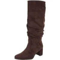 Ital-Design Damenstiefel kniehoch mit Blockabsatz und Raffungen Stiefel (92002416) Blockabsatz Stiefel in Braun