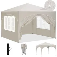 EUGAD Pavillon, mit 4 Seitenteilen, Pop-Up Faltpavillon, 3x3 m, mit Seitenwänden Fenstern Tasche, stabil