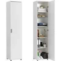 Home Collective Mehrzweckschrank Schmaler Schrank 40 cm breit mit 1 Tür & 4 Einlegeböden (Universalschrank Haushaltsschrank für Haushalt, Flur, Büro oder Schlafzimmer) 40x35x184 cm (BxTxH), Weiß