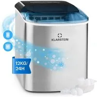 Klarstein Eiswürfelmaschine On-The-Rocks Eiswürfelbereiter, Edelstahl Bulleteis für Zuhause 12kg/Tag LED 2,1 L Eiswürfelgerät