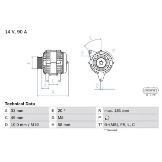 Bosch Lichtmaschine 90A Hyundai I20 I30 Ix20 Kia Ceed Pro Venga