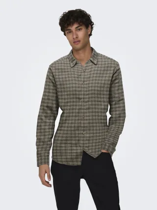 ONLY&SONS - ONSGUDMUND LS CHECKED SHIRT NOOS Walnut - Gr. - S