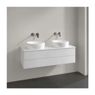 Villeroy und Boch Antao Waschtisch-Unterschrank K24050GF 120x36x50cm, Hahnloch, Waschbeckenplattenfarbe Lack, glossy white lacquer