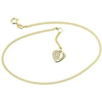 Silberkettenstore Fußkette Fußkette Panzer 1,6mm mit Herzanhänger - echt 333 Gold