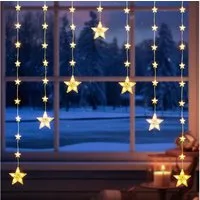 Quntis Lichterkette Lichterkette Weihnachtsdeko Fenster Warmweiß/Bunt, Timer 8 Modi, LED Fensterbilder für Innen/Außen/Fenster Weihanchten Deko