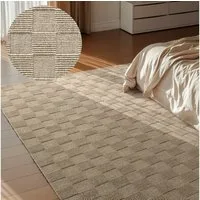 Villeroy & Boch Wollteppich Scala, rechteckig, Höhe: 10 mm, Handgewebt, Wolle, Kariert, Natur, 3D-Struktur, Karo, Wohnzimmer