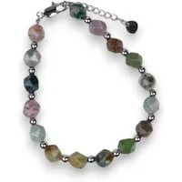 SHELAGO Perlenarmband mit Achat Perlen & Karabinerverschluss (inkl. Geschenkverpackung), leicht kantige Achat Steinperlen