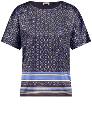 GERRY WEBER Collection - Gemustertes Blusenshirt blau - Gr. - 38