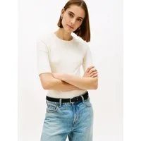 Tommy Hilfiger Kurzarmshirt SLIM 5X2 RIB C-NK 1/2 SLV mit Rundhals und Rippstruktur unifarben, casual, slim fit, Viskosemix, Rundhals