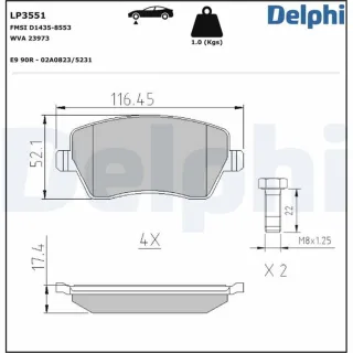 Delphi Bremsbel?ge vorne Dacia Lada Mercedes Nissan Renault