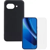 Wigento Handyhülle Für Google Pixel 10a Set TPU Schutz Hülle + 9H Schutzglas Schwarz, Produktset TPU Hülle mit Hart Glas