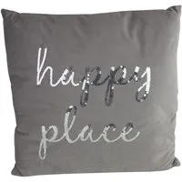 Casablanca Dekokissen Kissen HAPPY PLACE Fleece in Braun Deko- und Sofakissen ca. 45 x 45 cm, mit Reißverschluss