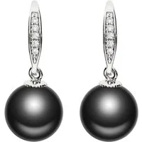 LÖB Perlenohrringe Ohrringe Hängend Zirkonia Perlen Perlenohrringe silber anthrazit Grau (Geschenke für Frauen Beste Freundin Mutter Mama Damen zum Geburtstag Weihnachten Weihnachtsgeschenke, Inkl. Schmuckbox), Ohrhänger Perlenanhänger Anhänger Braut