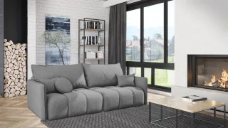 Sofa 3-Sitzer mit Schlaffunktion MORGANO Stoff Abriamo Silbergrau