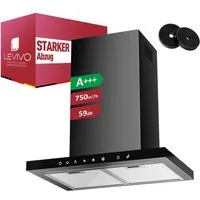 Levivo Wandhaube A+++ 750 m³/h Dunstabzugshaube 60cm Umluft & Abluft A+++ 750 m³/h Dunstabzugshaube 60cm Umluft & Abluft, Aktivkohlefiltern, Fettfiltern, LED-Beleuchtung