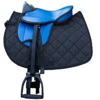 Brama-West Holzpferd Sattel Set My happy Pony mit schwarzer Decke