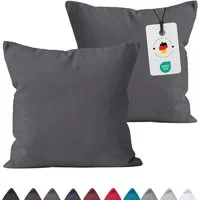 Carpe Sonno Kissenbezug 40x40 40x80 80x80 Baumwoll Kopfkissen Bezug Kissenhülle Kissenbezug, (2 Stück), Renforce Kissenbezüge 40x40 cm, Uni Anthrazit einfarbig