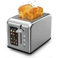 Fofile Toaster 2/4 Scheiben LED Anzeige Abbruch-, Auftau- & Aufwärmfunktion, 4 kurze Schlitze, für 4 Scheiben, 1760 W, 1760W, 6 Bräunungsstufen & Brotsorten, Langschlitztoaster