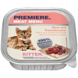 PREMIERE Meat Menu Nassfutter Kitten Rind mit Putenherzen 32x100 g