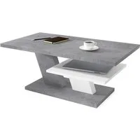 Mazzoni Couchtisch Cliff Beton Betonoptik / Weiß matt Wohnzimmertisch 110x60x45cm