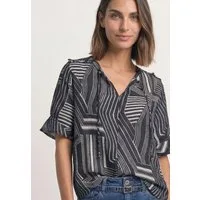 STREET ONE Kurzarmbluse Kurzarm Tunika-Sommerbluse mit grafischem Muster