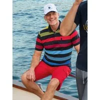 Hajo Poloshirt Pikee-Polo in garngefärbtem Blockringel allover - stay fresh-Qualität