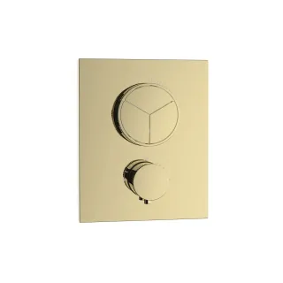 Herzbach LIVING PUSH Thermostat-Farbset 3 Verbraucher eckig rund PVD Gold, 30.803055.2.03 30.803055.2.03