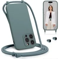 CoolGadget Handyhülle Premium Handyhülle mit verstellbarer Handykette für iPhone 14 Pro, Hülle zum Umhängen Kette inkl. 2x Displayschutzfolie aus Glas