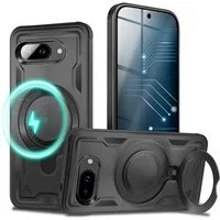Nalia Smartphone-Hülle Google Pixel 9a 16 cm (6,3 Zoll), Panzer Militärschutz / Extrem Robust / Magsafe / 360° Ring / Kickstand