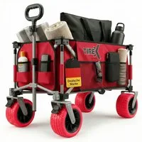 Xonic Bollerwagen TIREX by xonic® Bollerwagen Faltbar PU XL Rädern Fußbremse (Rot)