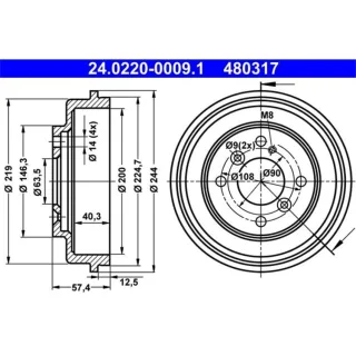 ATE Bremstrommel hinten Ford Fiesta 6